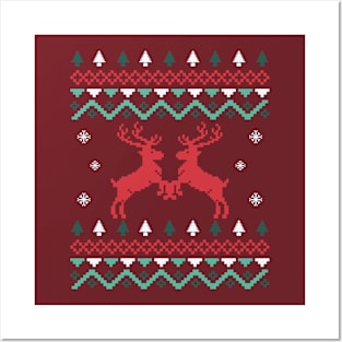 christmas pattern, ugly christmas sweater pattern Posters and Art